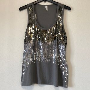Studio Y women Sequin metallic gray tank , size XL